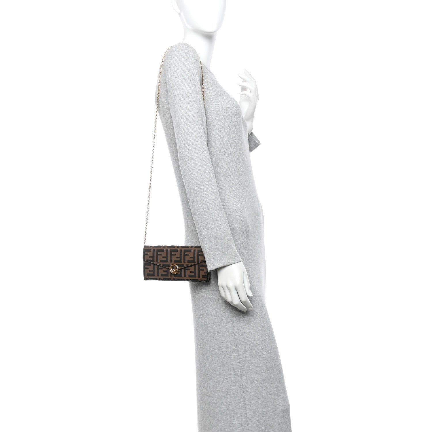 Vitello Soft F is Fendi Bi-Color FF 1974 Embossed Continental Envelope Wallet On Chain Maya Black