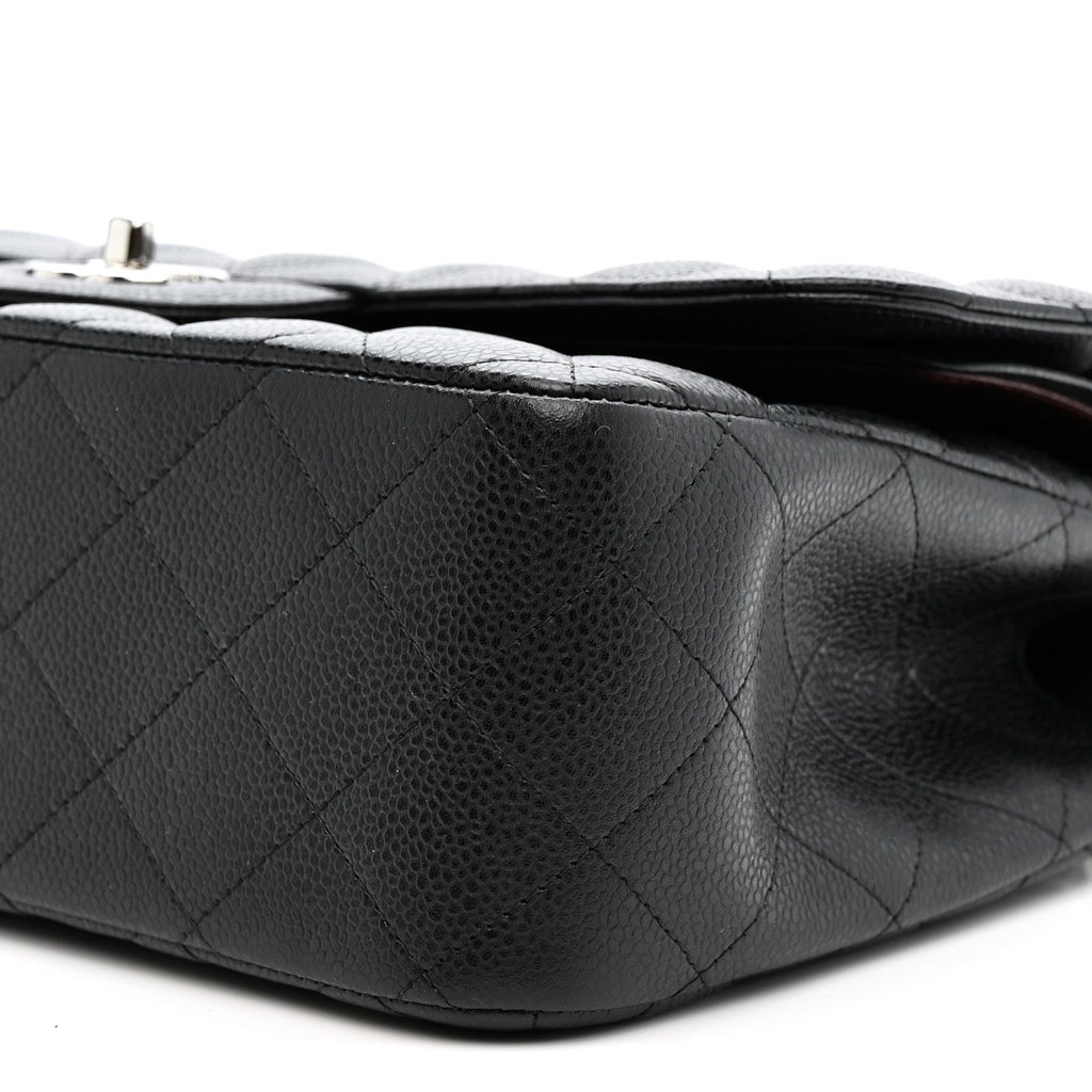 Caviar Quilted Jumbo Double Flap Black