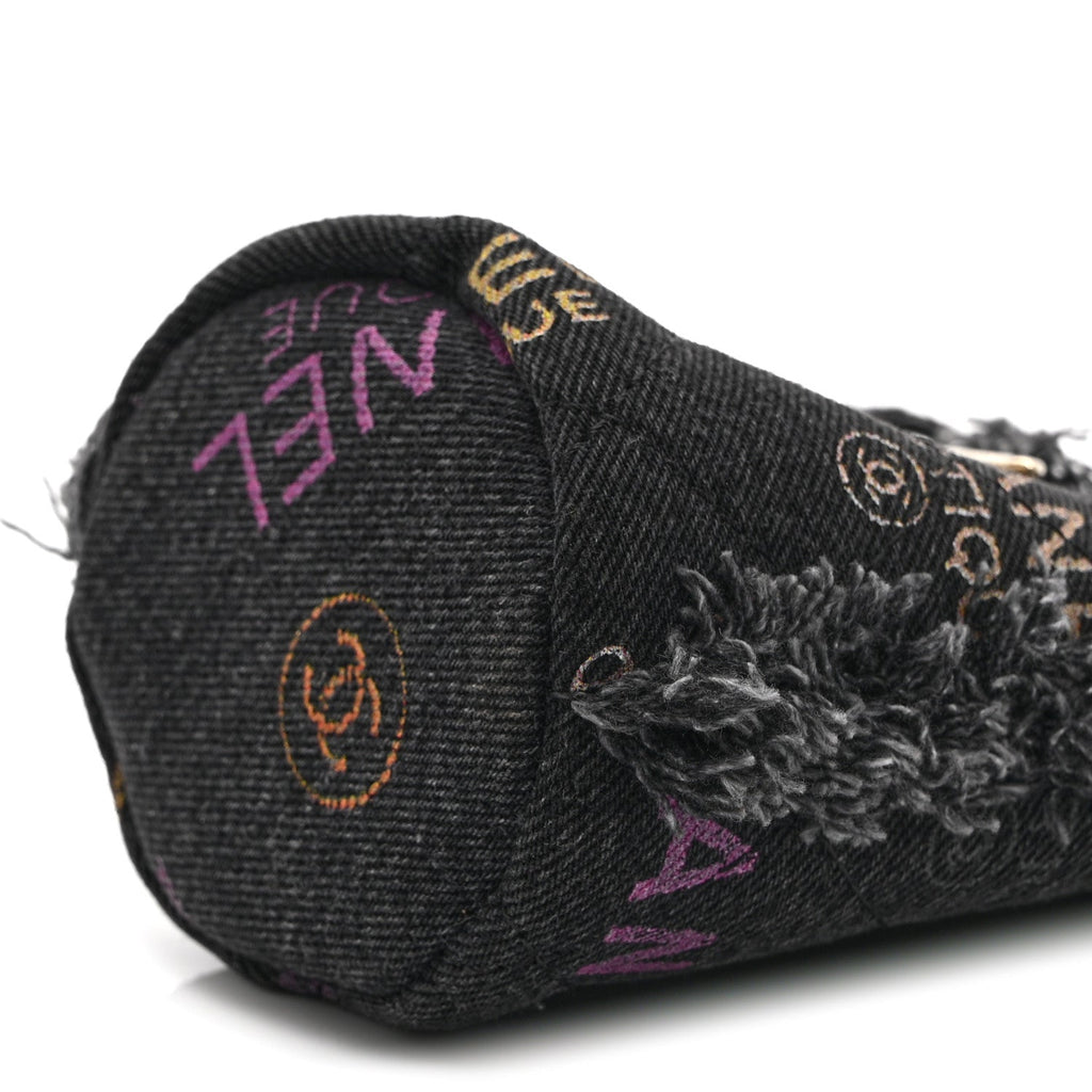 Denim Quilted Mood Mini Bucket With Chain Black Multicolor