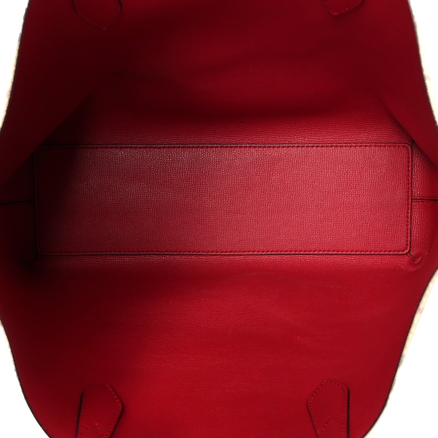 Grainy Calfskin Haymarket Check Medium Reversible Tote Red