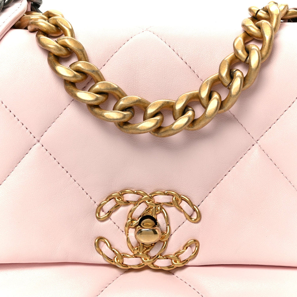 Lambskin Quilted Medium Chanel 19 Flap Light Pink