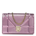 Metallic Patent Micro-Cannage Diorama Wallet on Chain Pouch Pink