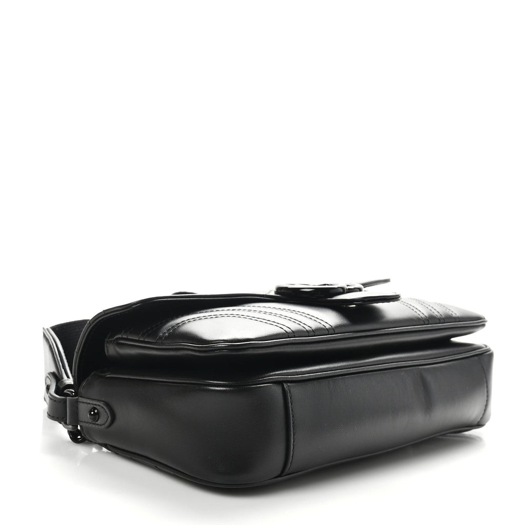 Calfskin Matelasse Monochrome GG Marmont Crossbody Shoulder Bag Black
