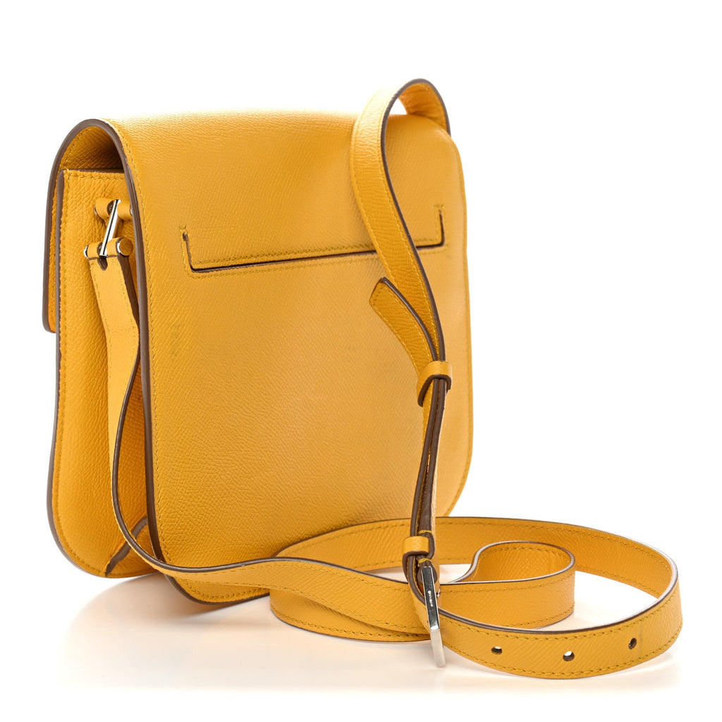 Grained Calfskin Mini T Clasp Tara Crossbody Bag Yellow