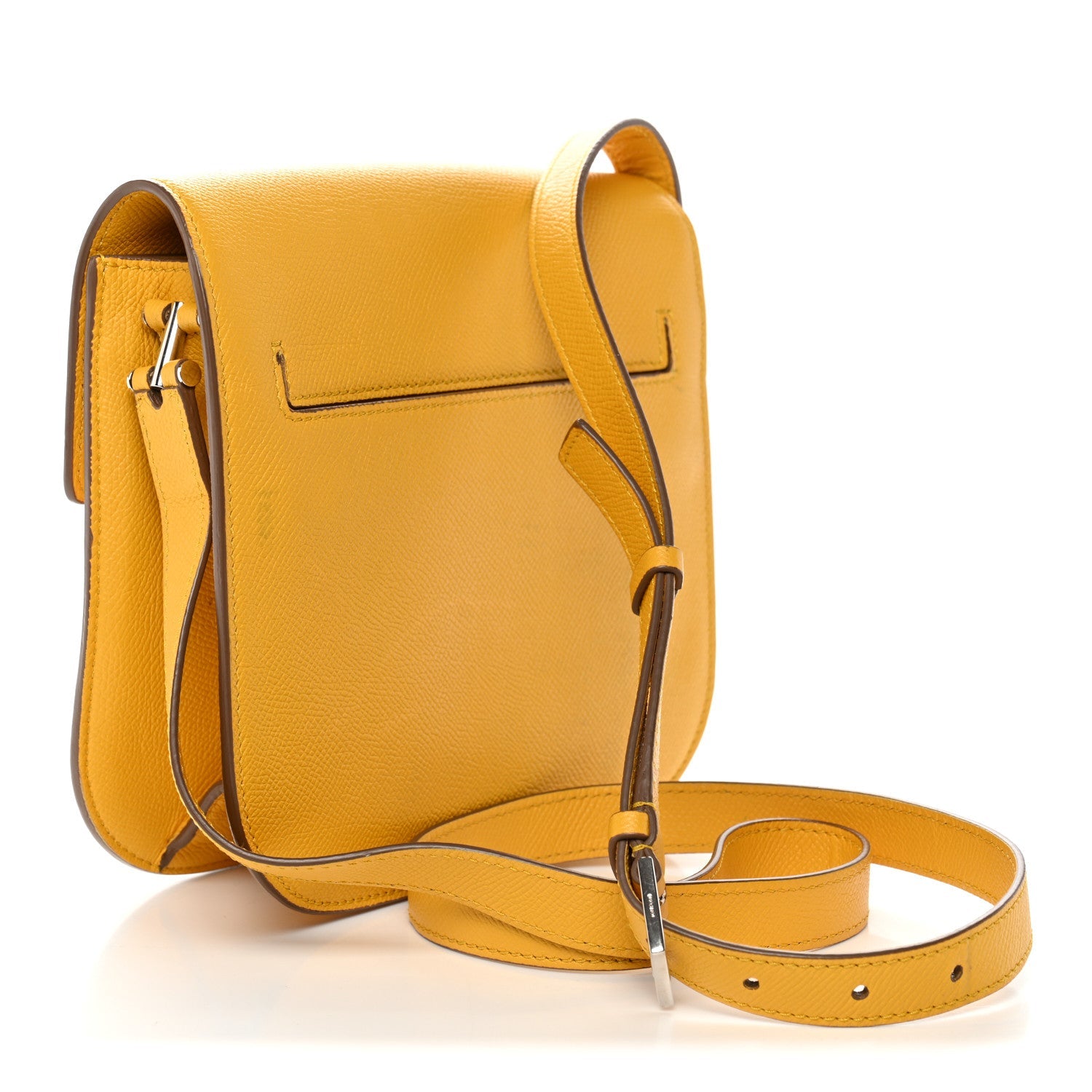 Grained Calfskin Mini T Clasp Tara Crossbody Bag Yellow
