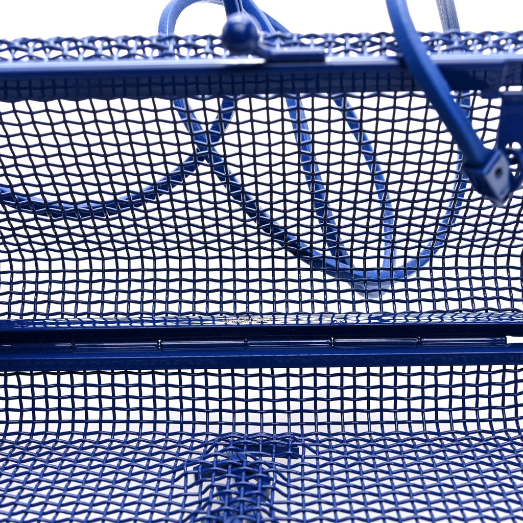Brass Lambskin Monogram Cassandre Cage Bag Blue Majorelle