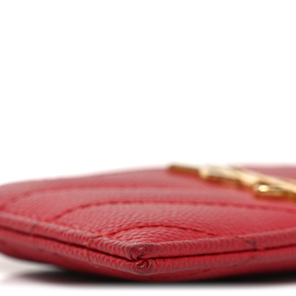 Grain De Poudre Matelasse Chevron Monogram Credit  Case New Red