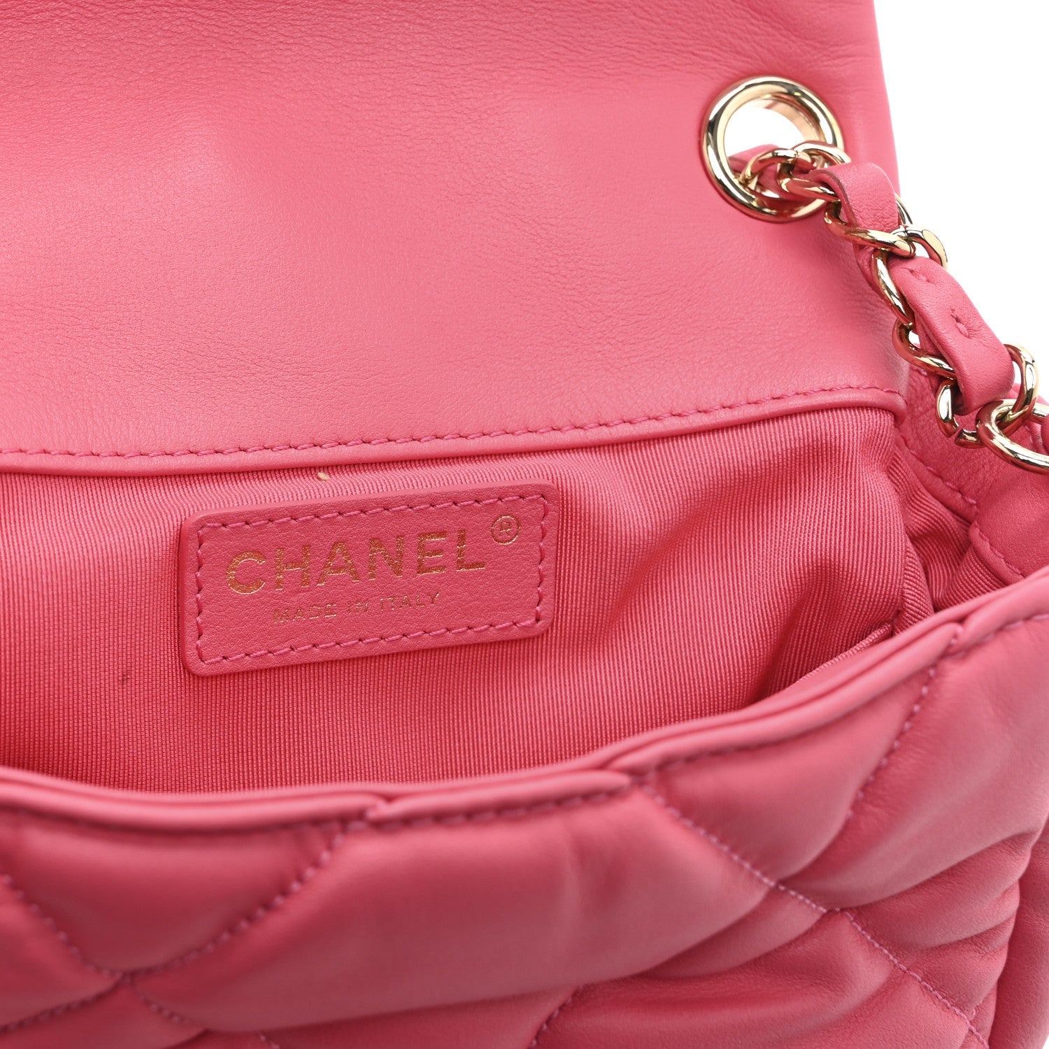 Calfskin Quilted Mini Square Bubbly Flap Pink