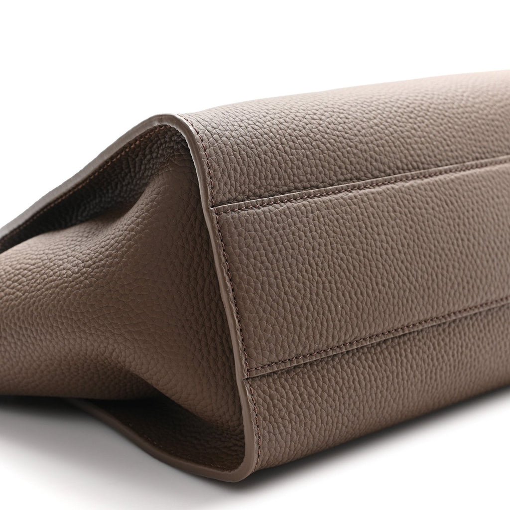 Grained Calfskin Marlo 12 Tote Bag Dark Olive