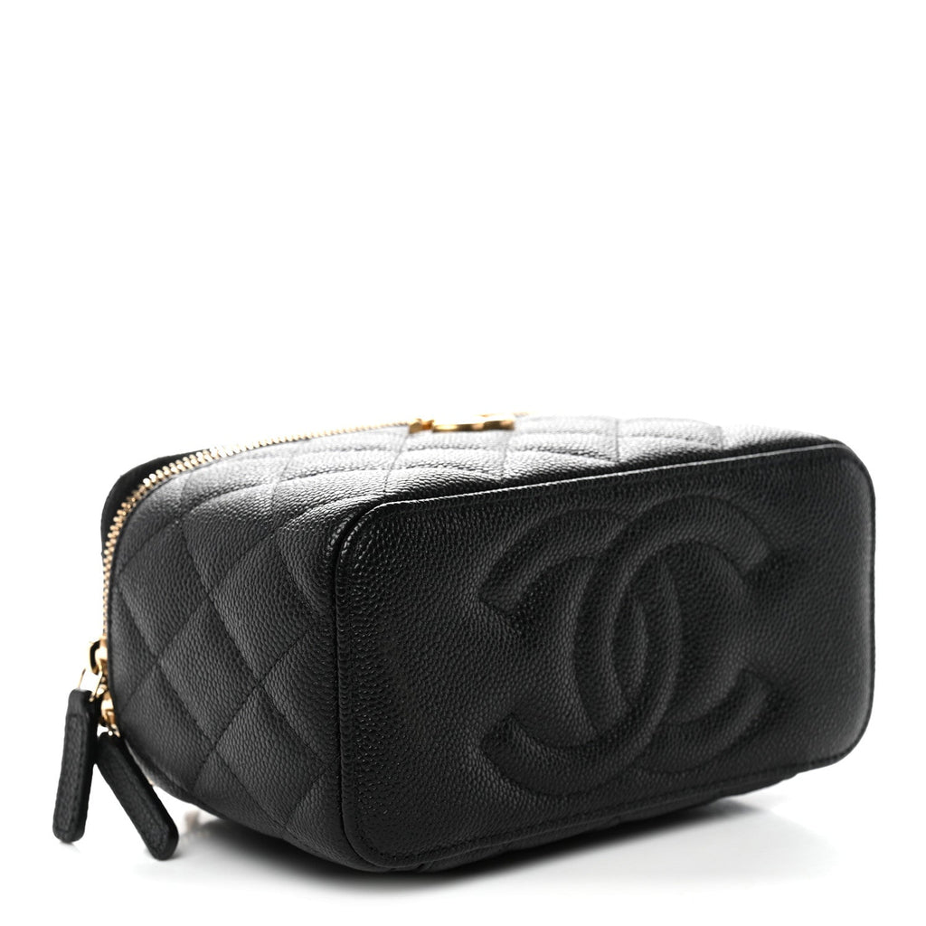 Caviar Quilted Sweetheart Vanity Case Black