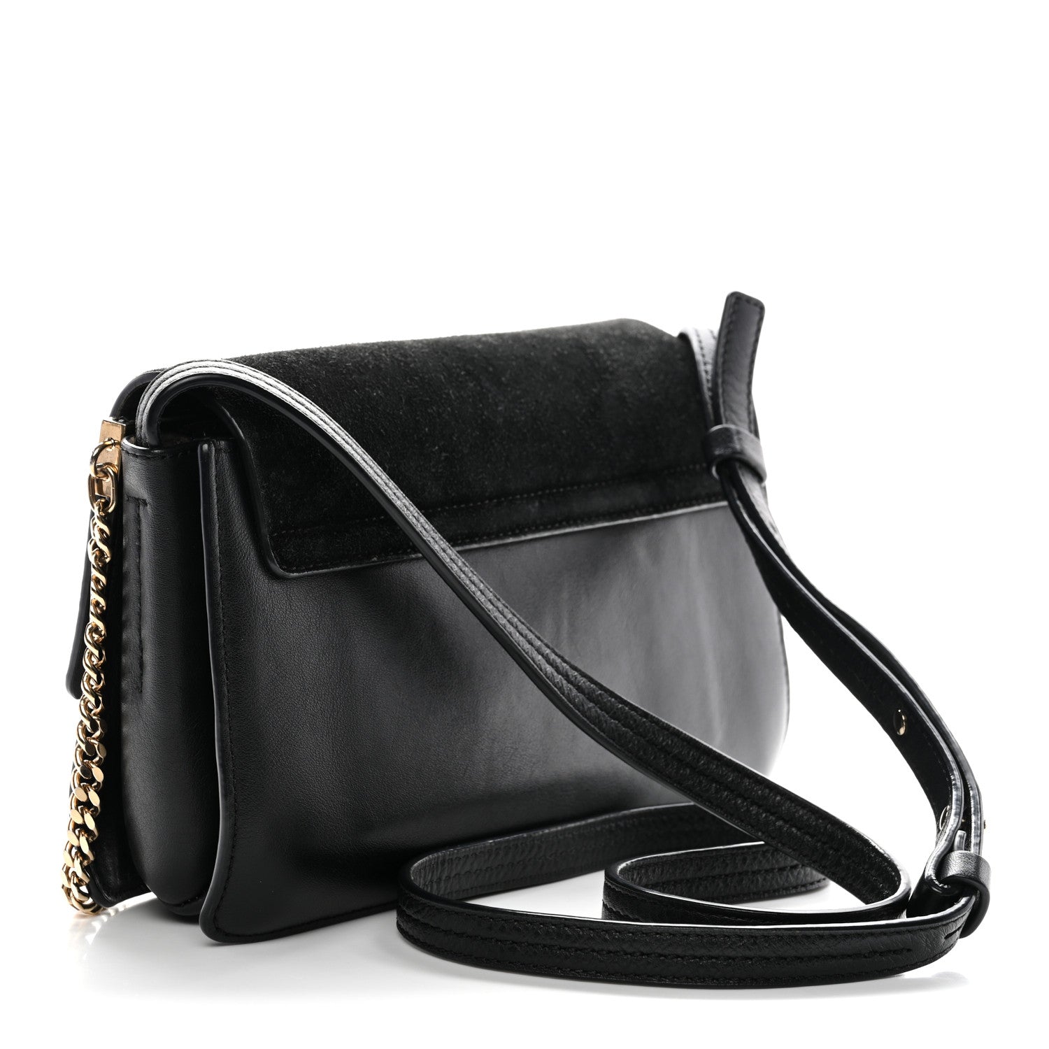 Suede Calfskin Small Faye Shoulder Bag Black