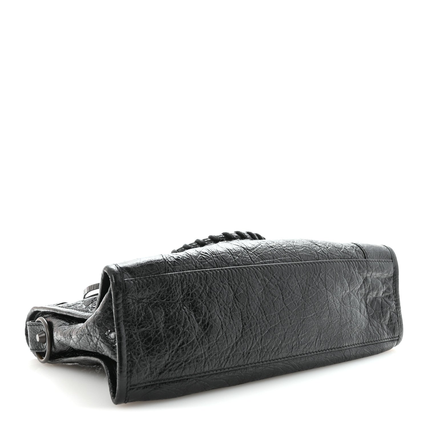 Agneau Classic Hardware S City Logo Strap Black White