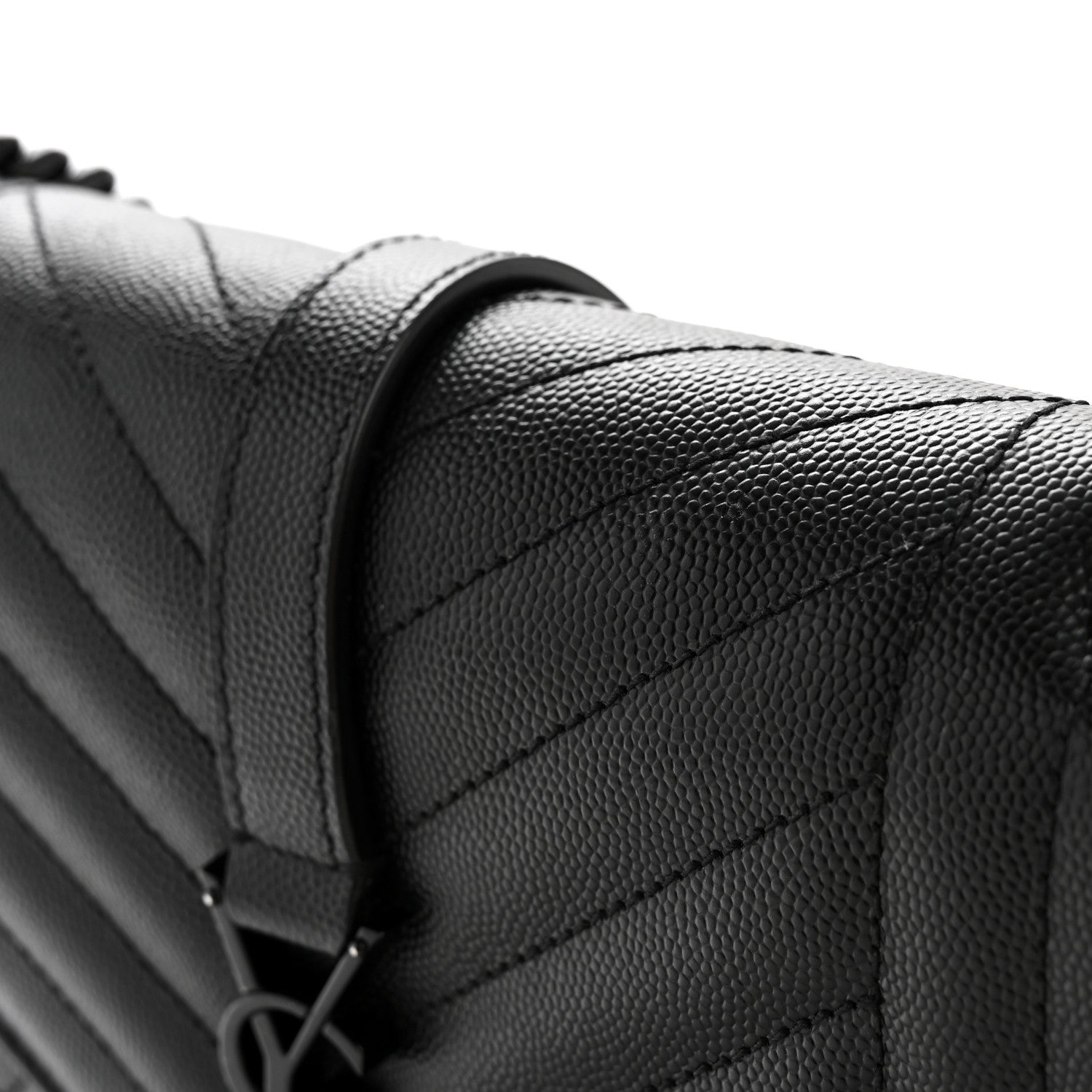 Grain De Poudre Textured Mixed Matelasse Triquilt Medium Monogram Monochrome Satchel Black