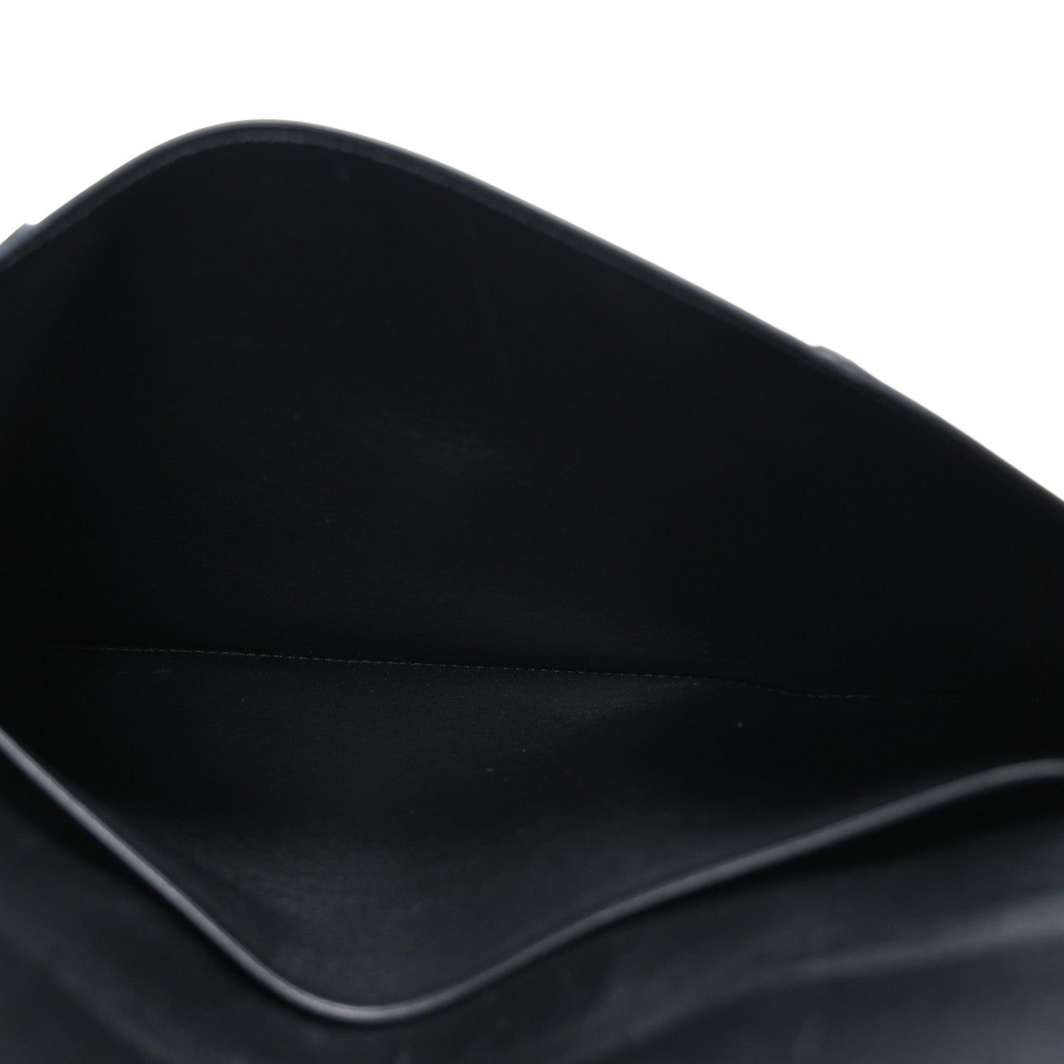 Shiny Box Calfskin Hourglass Flap Flat Pouch Black