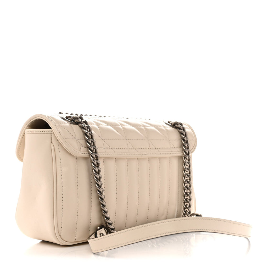 Calfskin Matelasse Aria Small GG Marmont Shoulder Bag Mystic White