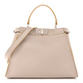 Vitello Seta Burro Medium Peekaboo Iconic Satchel Grigio Polvere Mattone