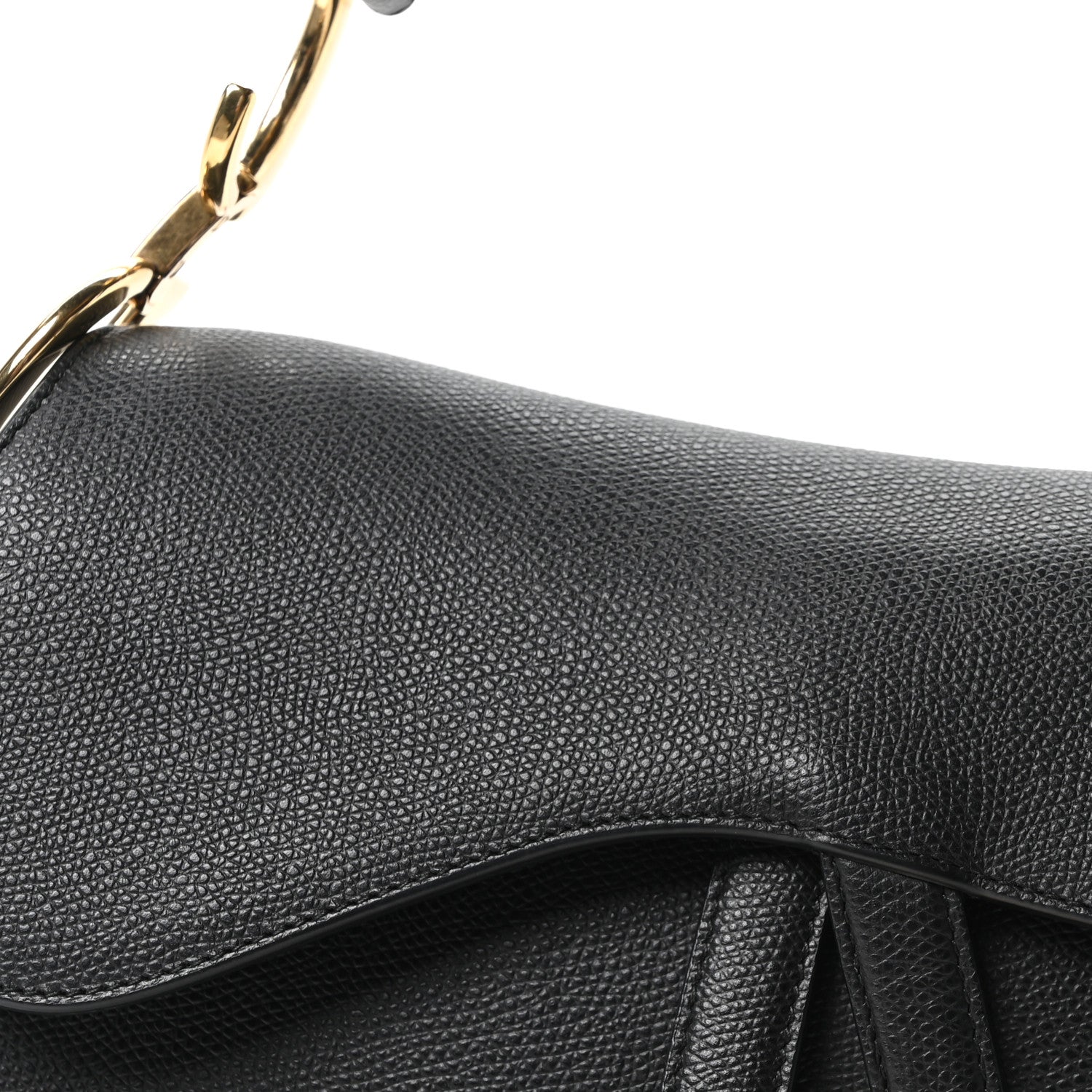 Grained Calfskin Saddle Bag Black