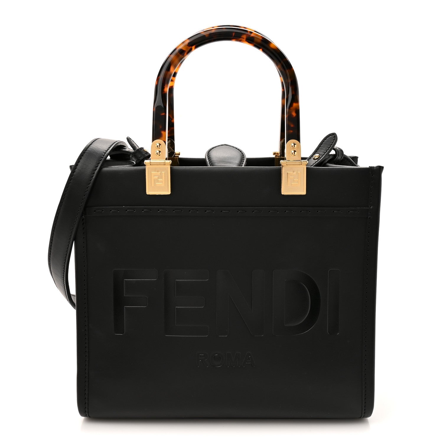 Vitello King Plexiglass Small Fendi Sunshine Shopper Tote Black