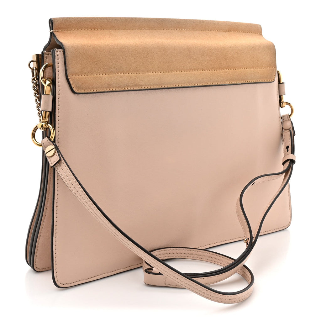 Calfskin Suede Medium Faye Shoulder Bag  Cement Pink