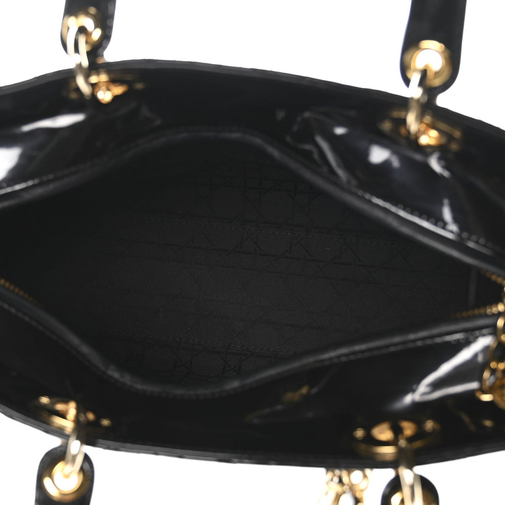 Patent Cannage Large Lady Dior Black