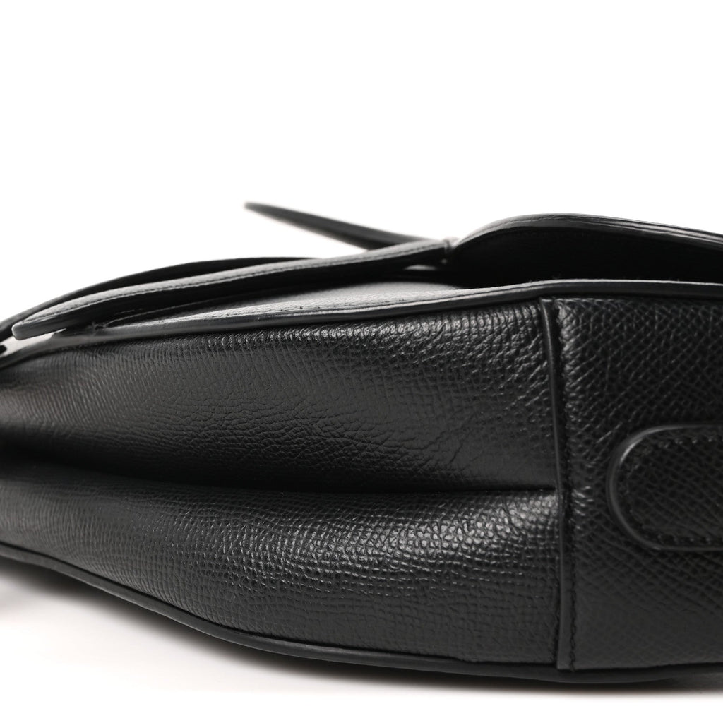 Grained Calfskin Saddle Bag Black