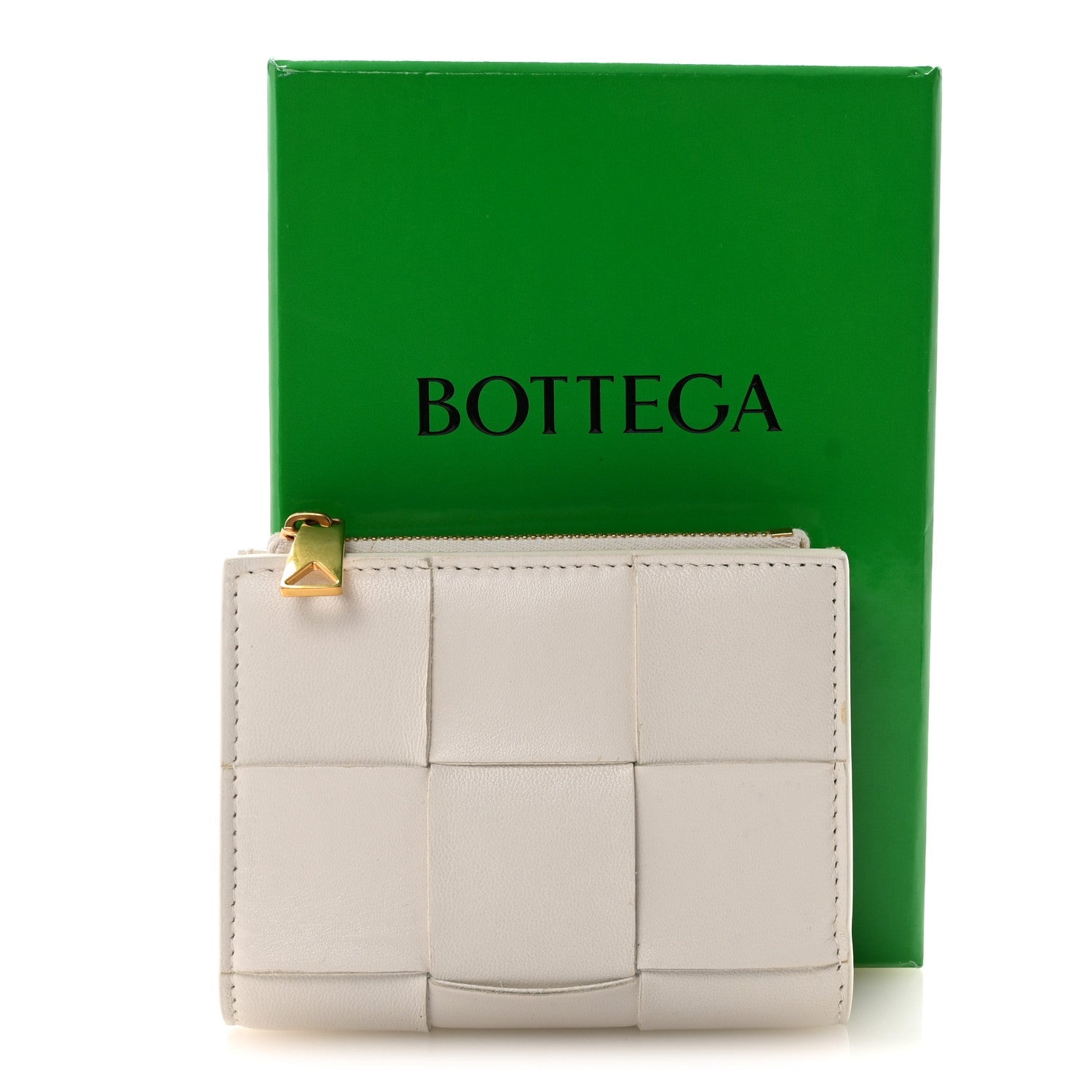 Nappa Maxi Intrecciato Bifold Zip Wallet White