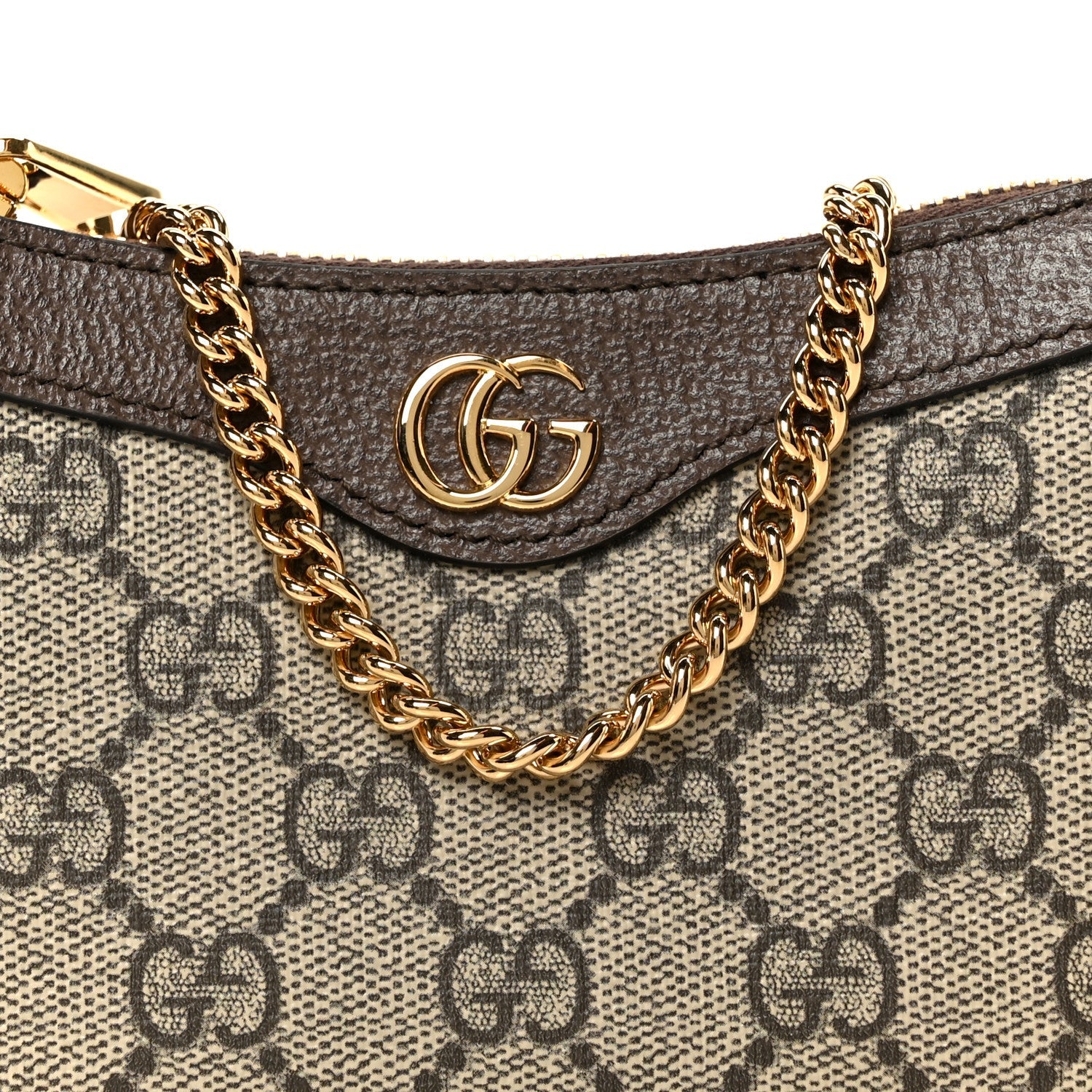 GG Supreme Monogram Textured Dollar Calfskin Mini Ophidia Chain Bag Beige Ebony