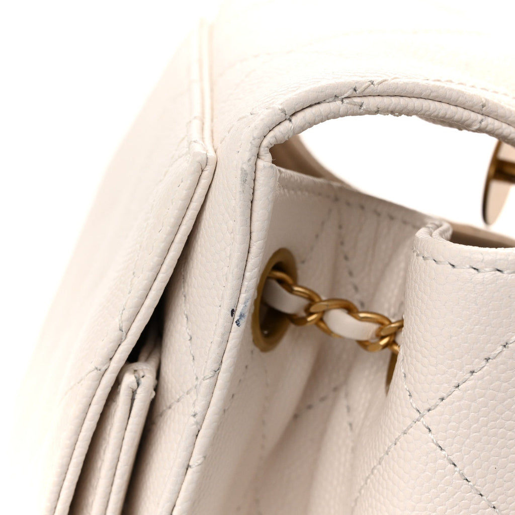 Caviar Quilted Small Chanel 25 Handbag White