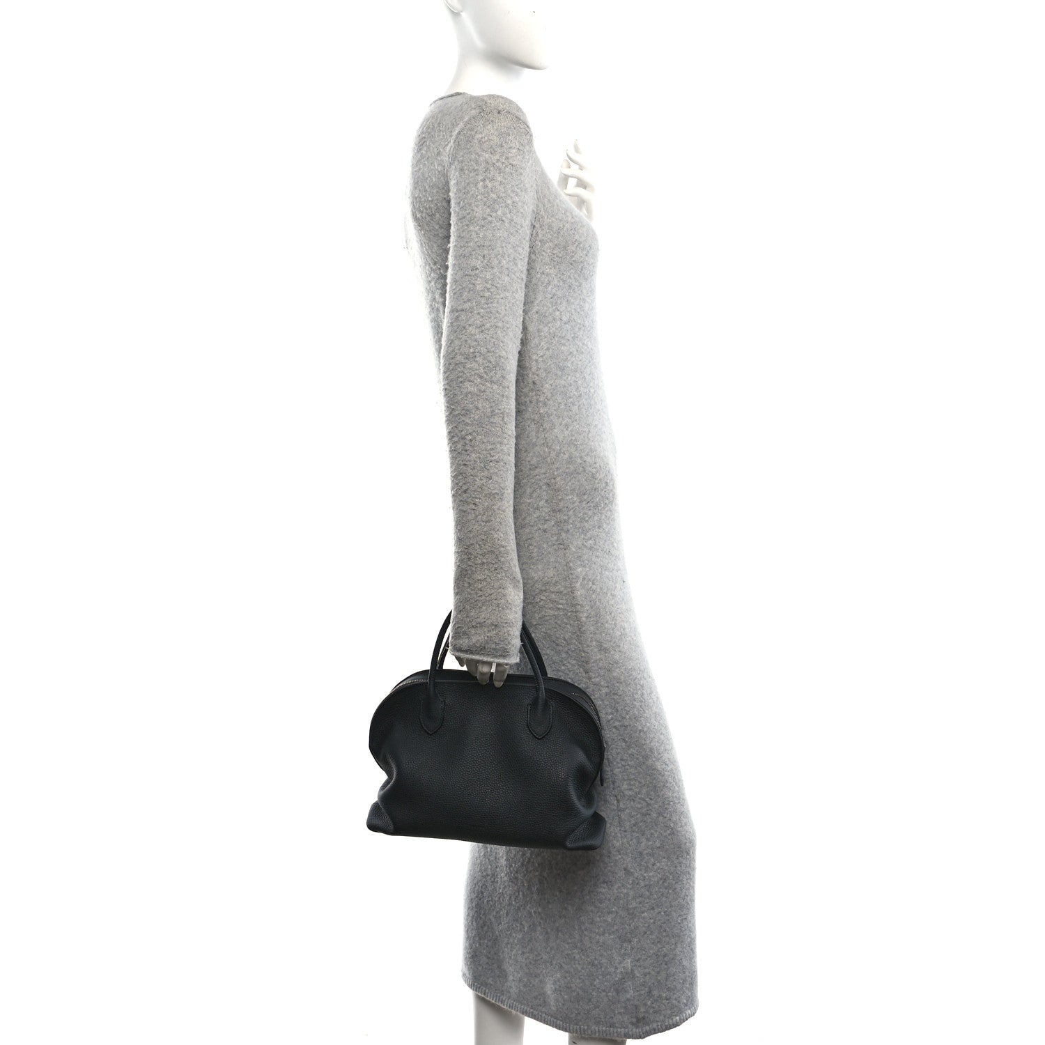 Matte Grained Calfskin Agnes Bag Black