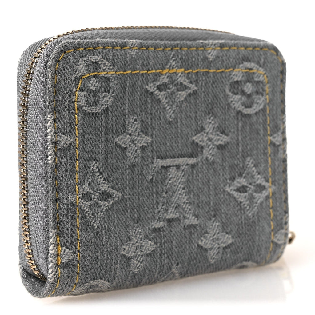 Denim Monogram Zippy Coin Purse Washed Gray