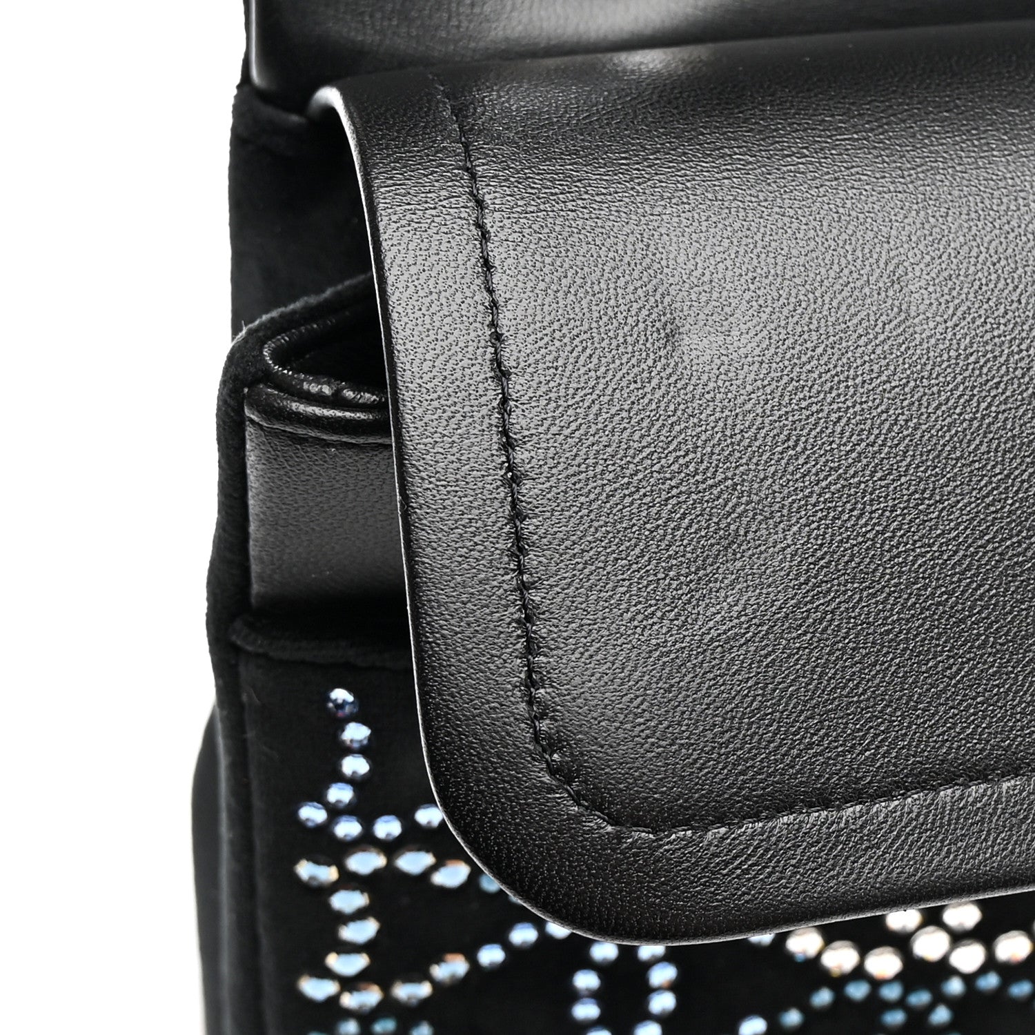 Velvet Crystal Medium Double Flap Black