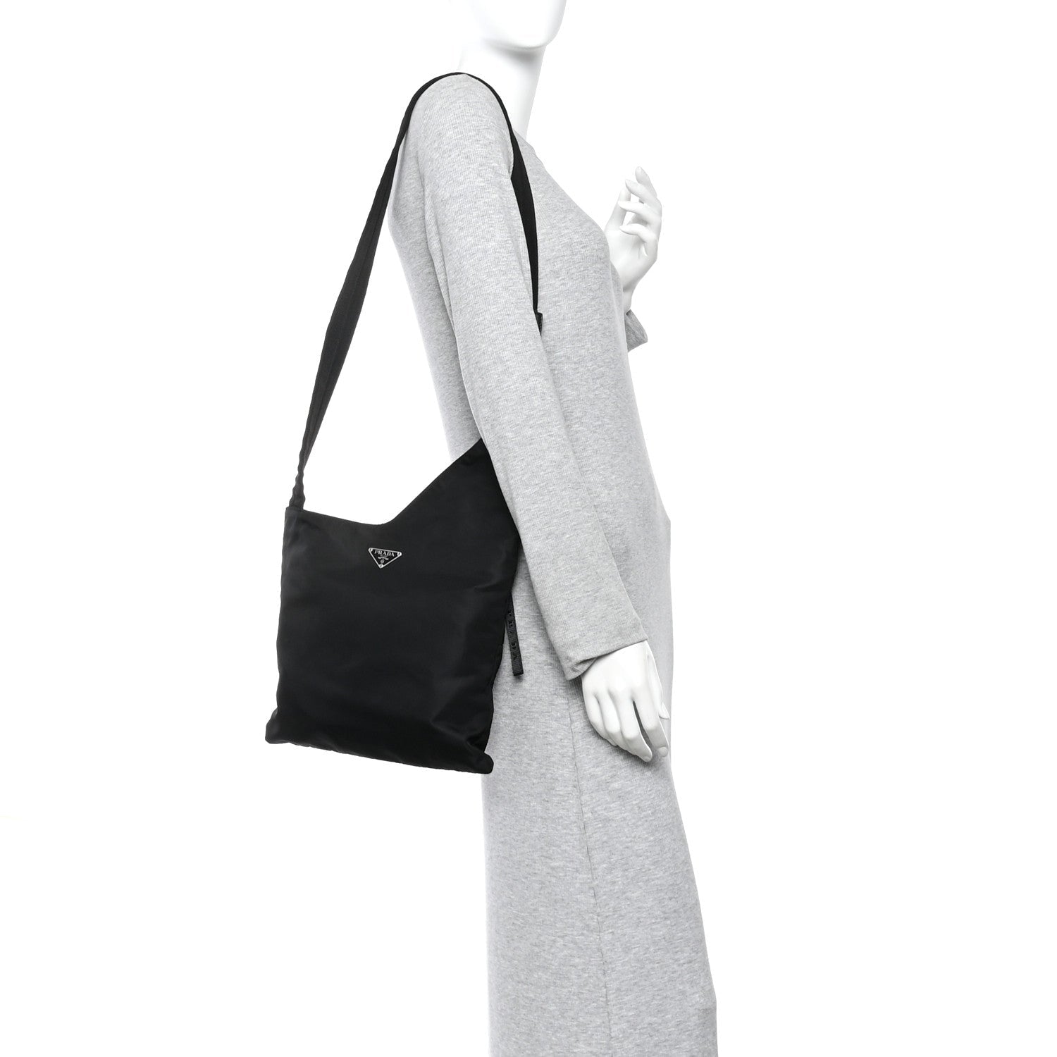 Tessuto Nylon Saffiano Flat Messenger Bag Black