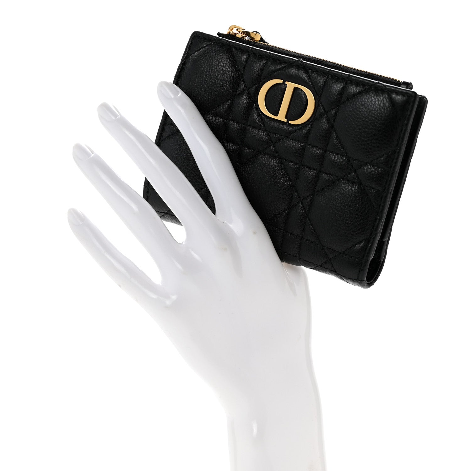 Grained Calfskin Supple Cannage Caro Dahlia Wallet Black