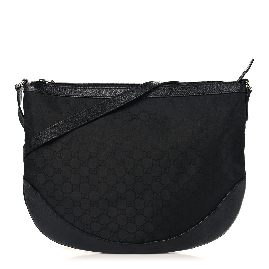 Denim Monogram Large Half Moon Hobo Black