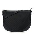 Denim Monogram Large Half Moon Hobo Black