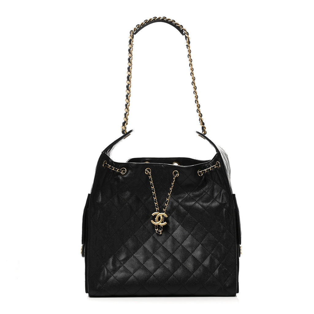 Caviar Quilted Medium Chanel 25 Handbag Black