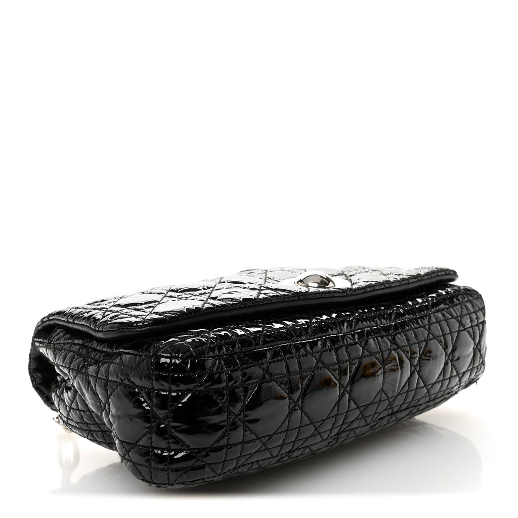 Patent Lambskin Cannage Rendezvous Flap Black