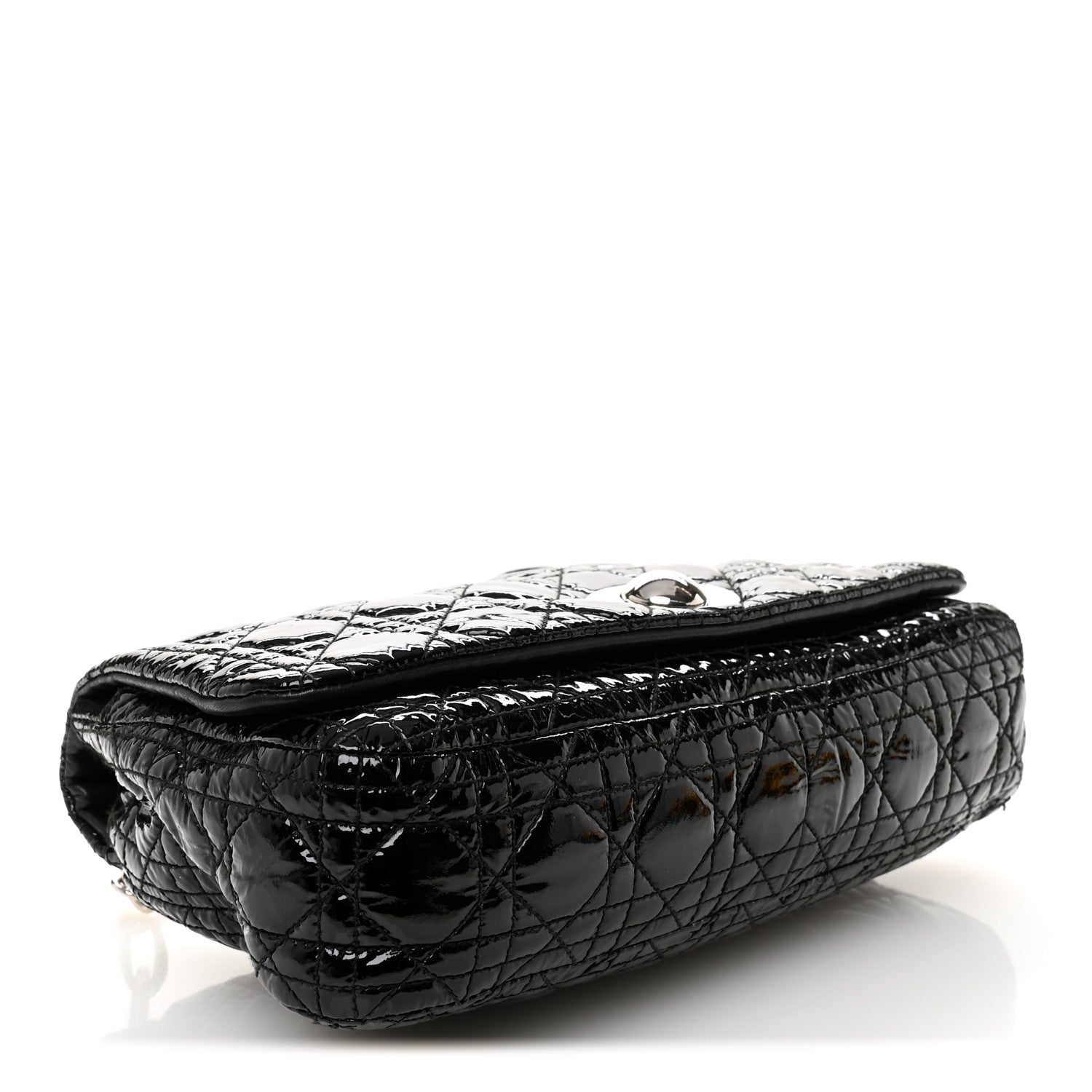 Patent Lambskin Cannage Rendezvous Flap Black