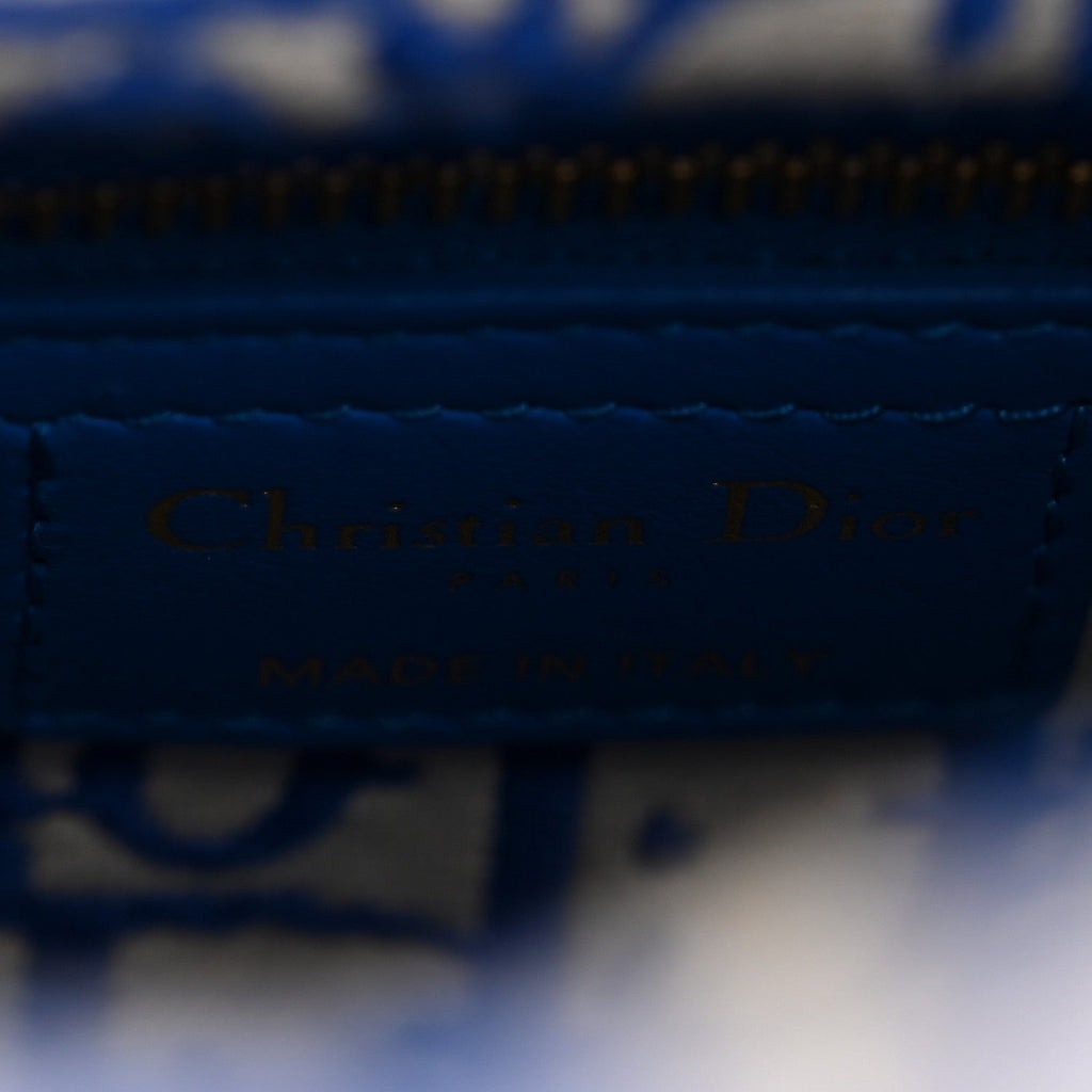 Wicker Oblique Mini Lady Dior Bag Florescent Blue