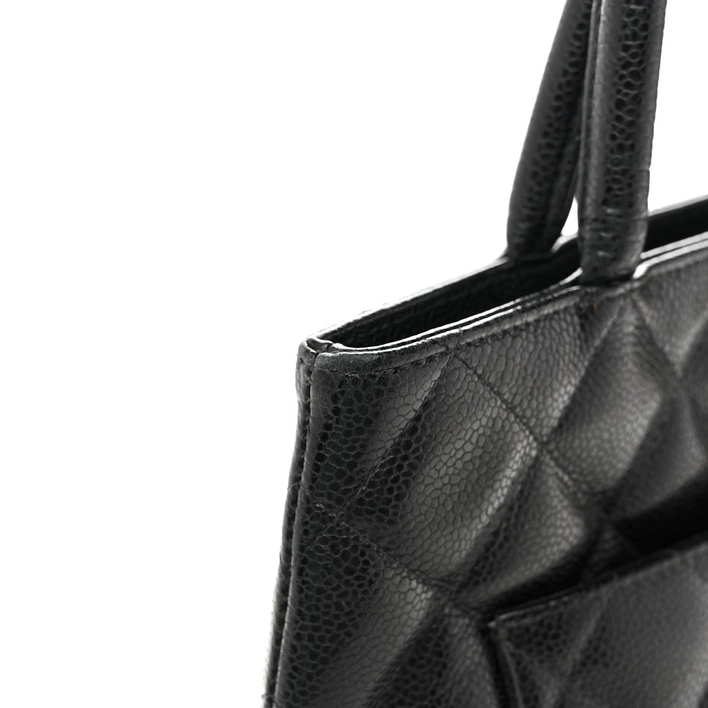 Caviar Quilted Medallion Tote Black