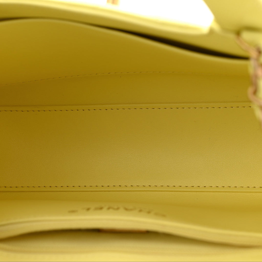 Shiny Aged Calfskin Quilted Nano Kelly Shopper Light Yellow