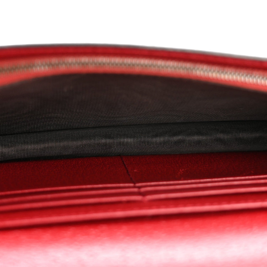 GG Supreme Monogram Web Queen Margaret Chain Wallet Red