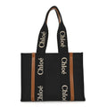 Cotton Calfskin Medium Woody Ribbon Tote Black