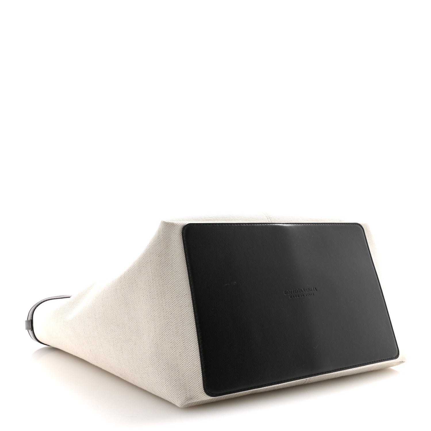 Canvas Mix Nappa Intrecciato Medium Flip Flap Tote Natural Fondant