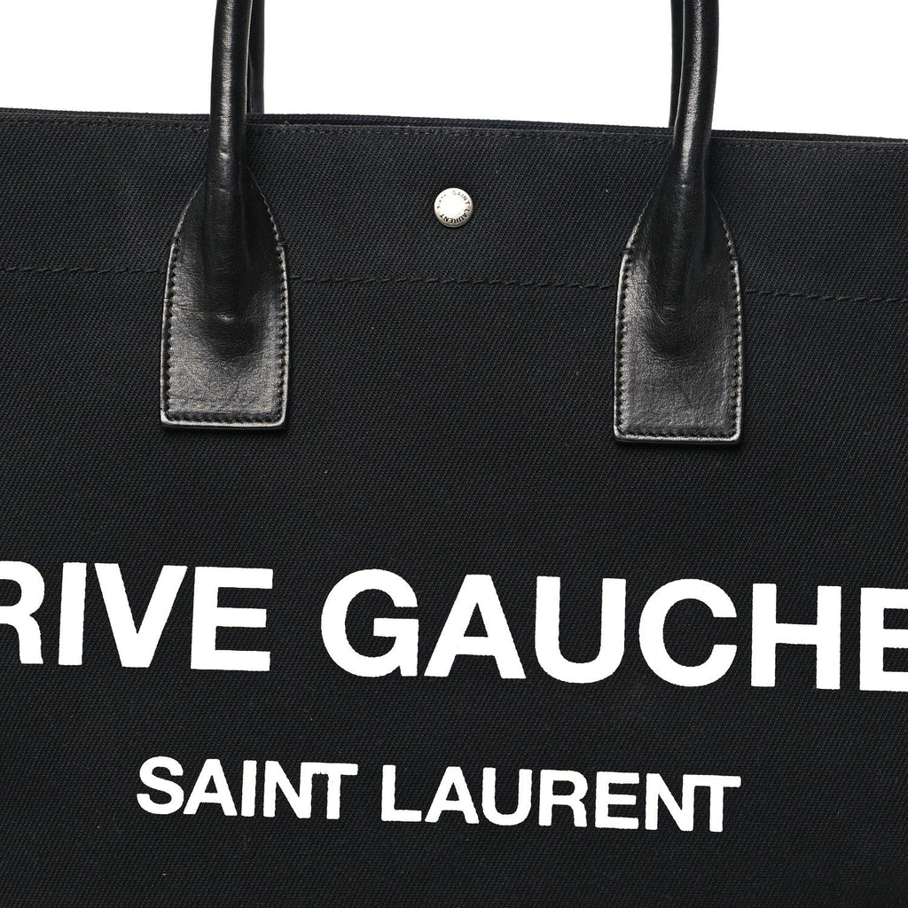 Linen Calfskin Rive Gauche Tote Black