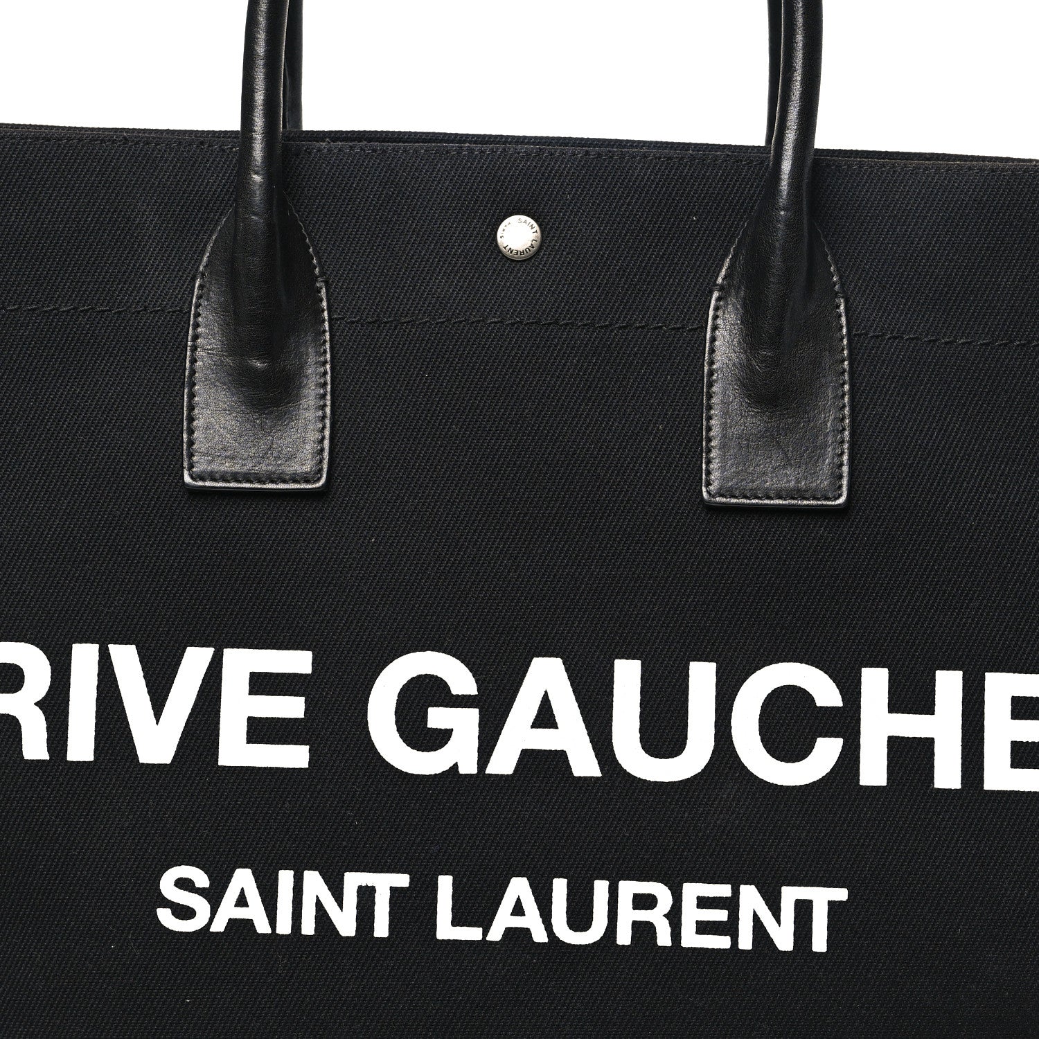 Linen Calfskin Rive Gauche Tote Black