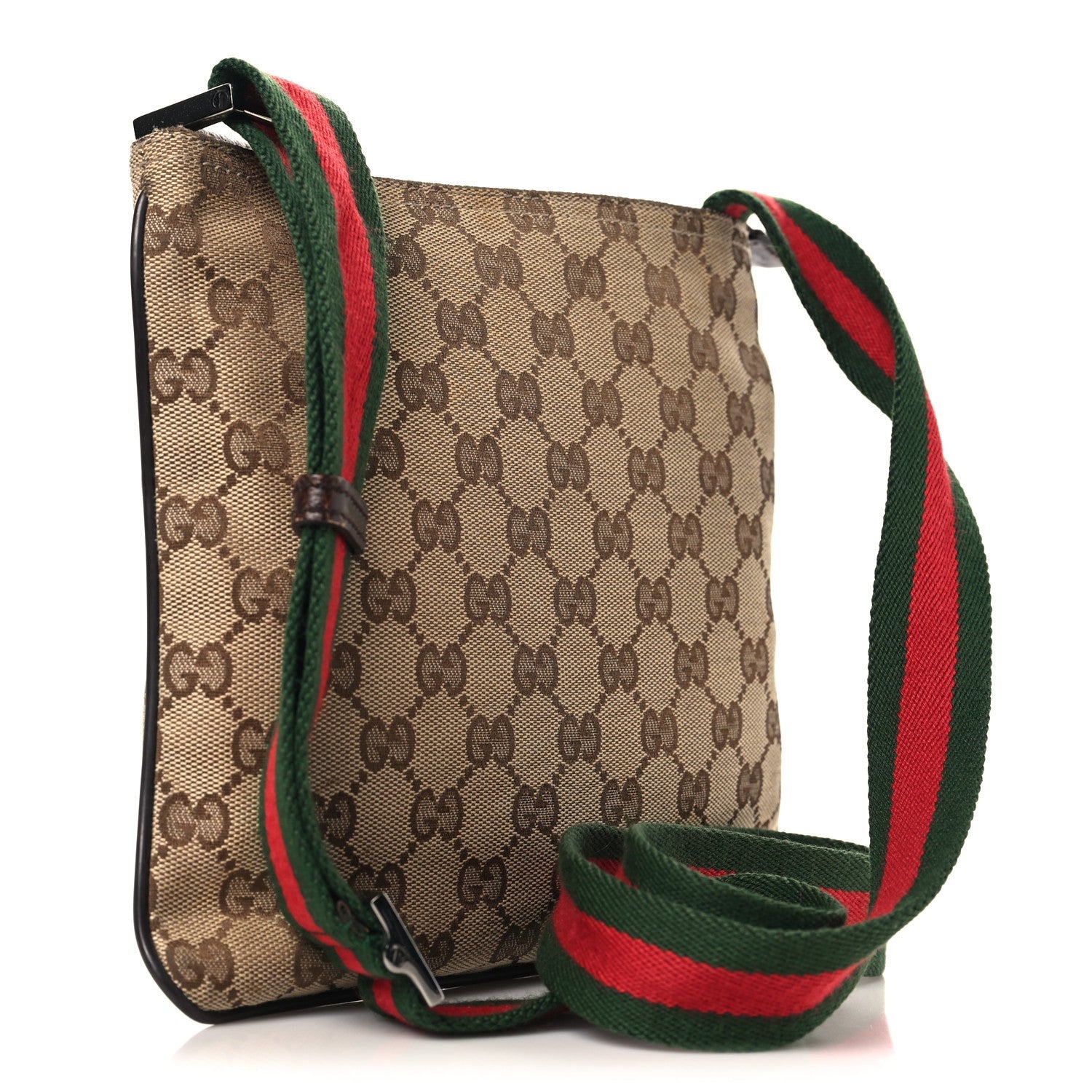 Monogram Web Small Flat Messenger Bag Brown
