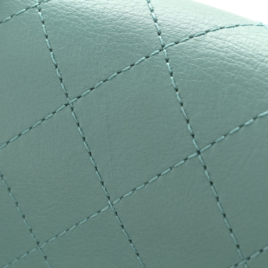 Calfskin Stitched Small Covered CC Flap Bag Green