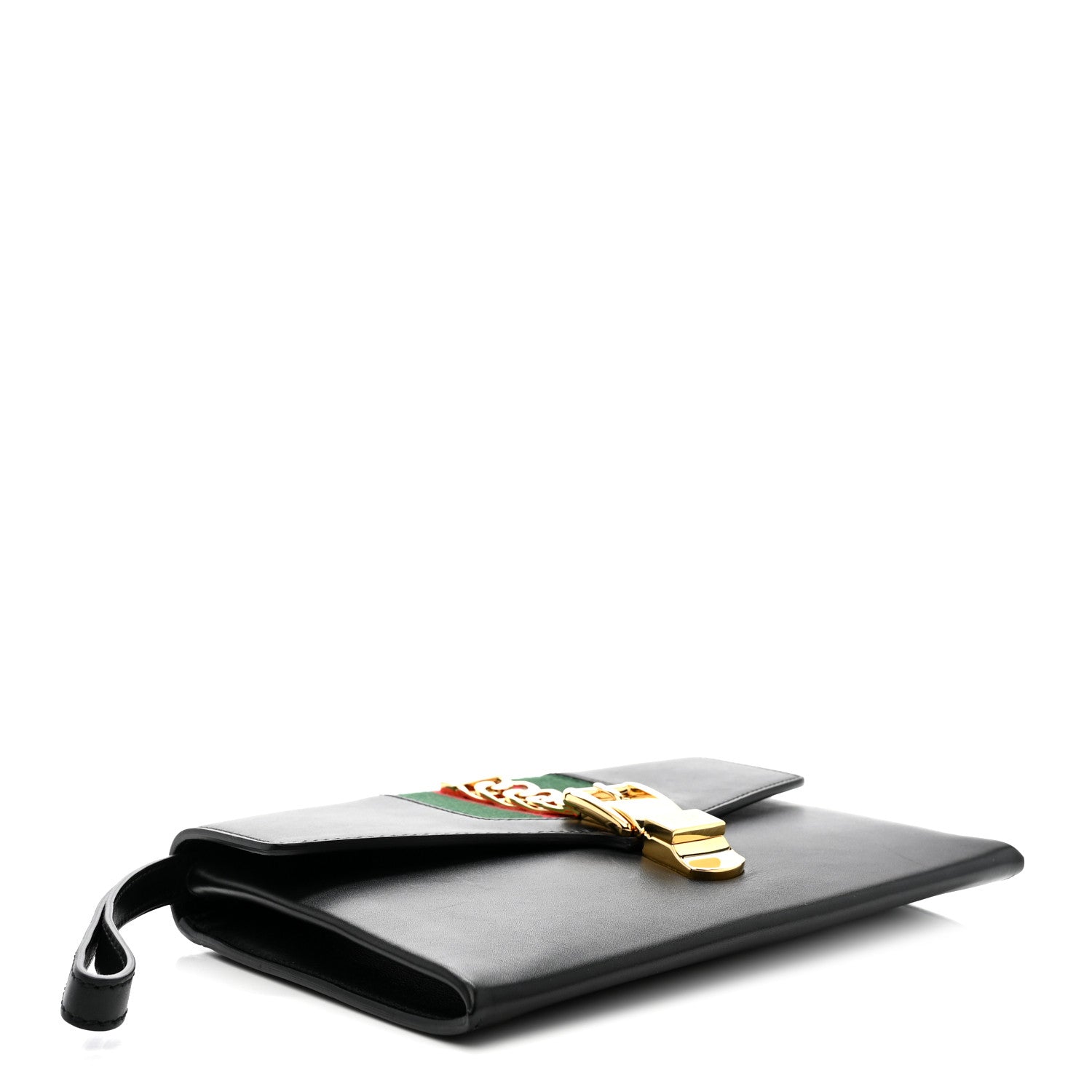 Calfskin Small Sylvie Wristlet Clutch Black