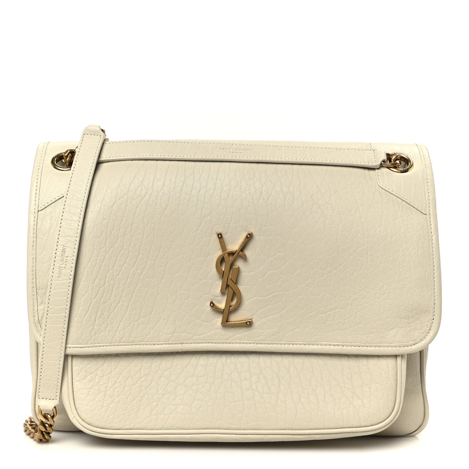 Grained Lambskin Monogram Large Niki Chain Satchel Crema Soft